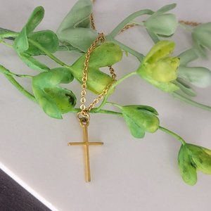 Cross Pendant Chain Necklace, Gold Plated